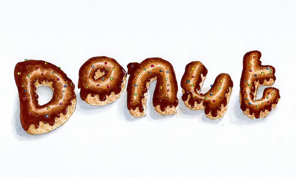 Donut Hand-Lettering Bunte Galerie