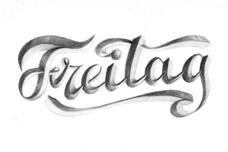 Freitag Freitag - Hand-Lettering Skizze Bunte Galerie