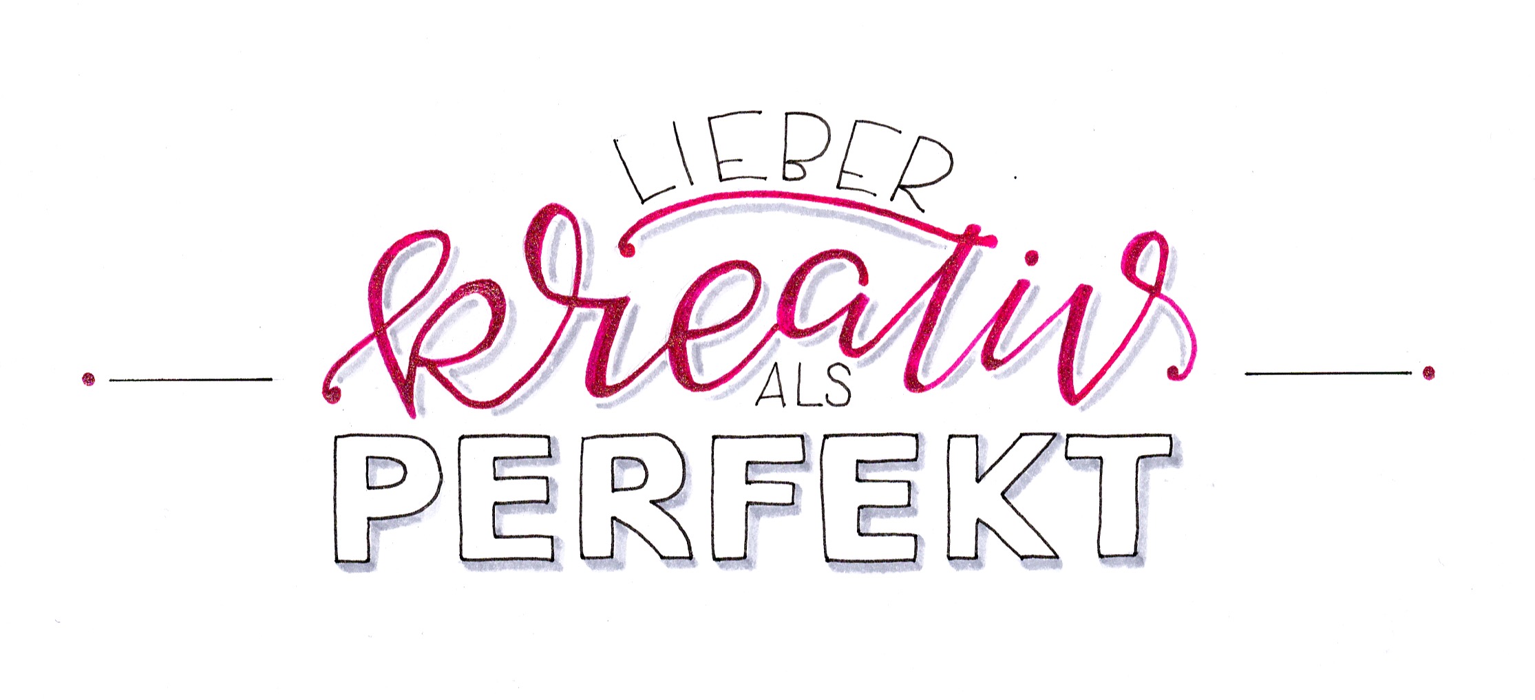 Lieber kreativ als perfekt Lieber kreativ als perfekt - Hand Lettering | Bunte Galerie