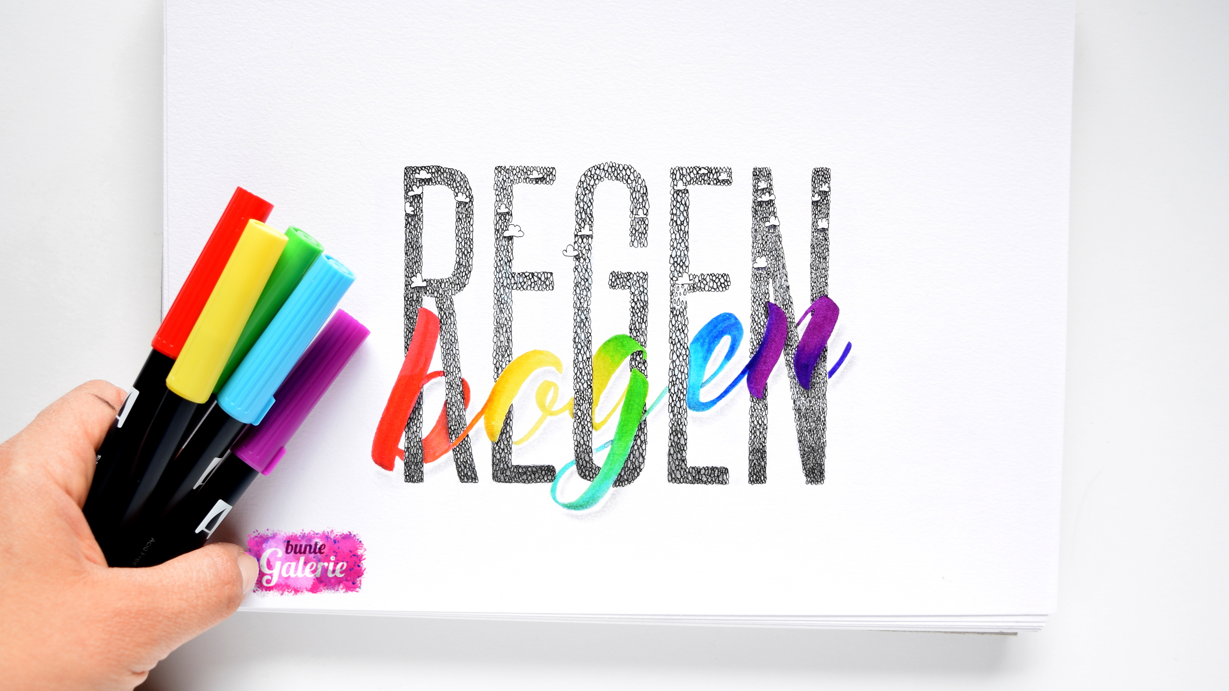 Regenbogen Brush / Hand Lettering - Bunte Galerie Regenbogen Brush / Hand Lettering - Bunte Galerie