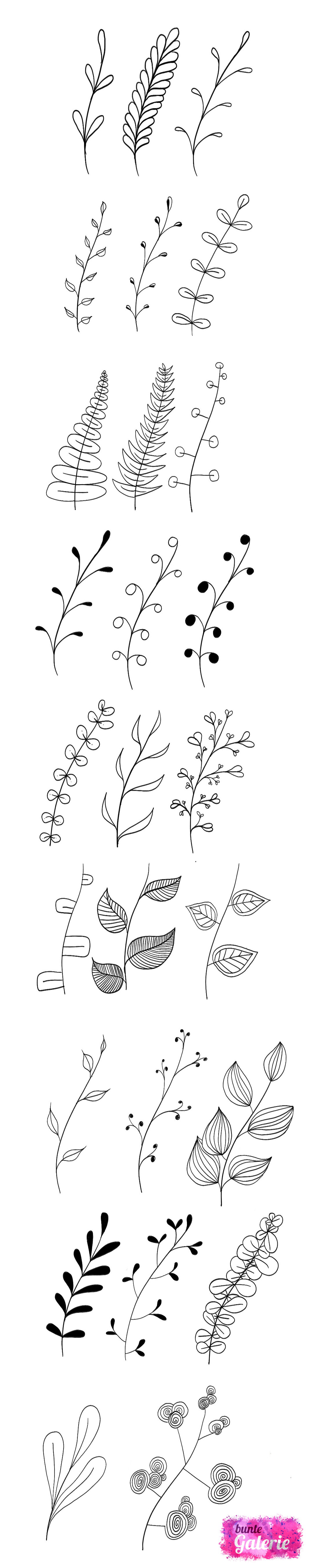 Doodle Florale Elemente
