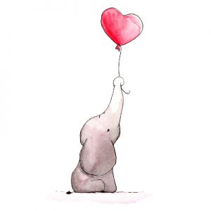 Elefant mit Luftballon / baby elephant with balloon