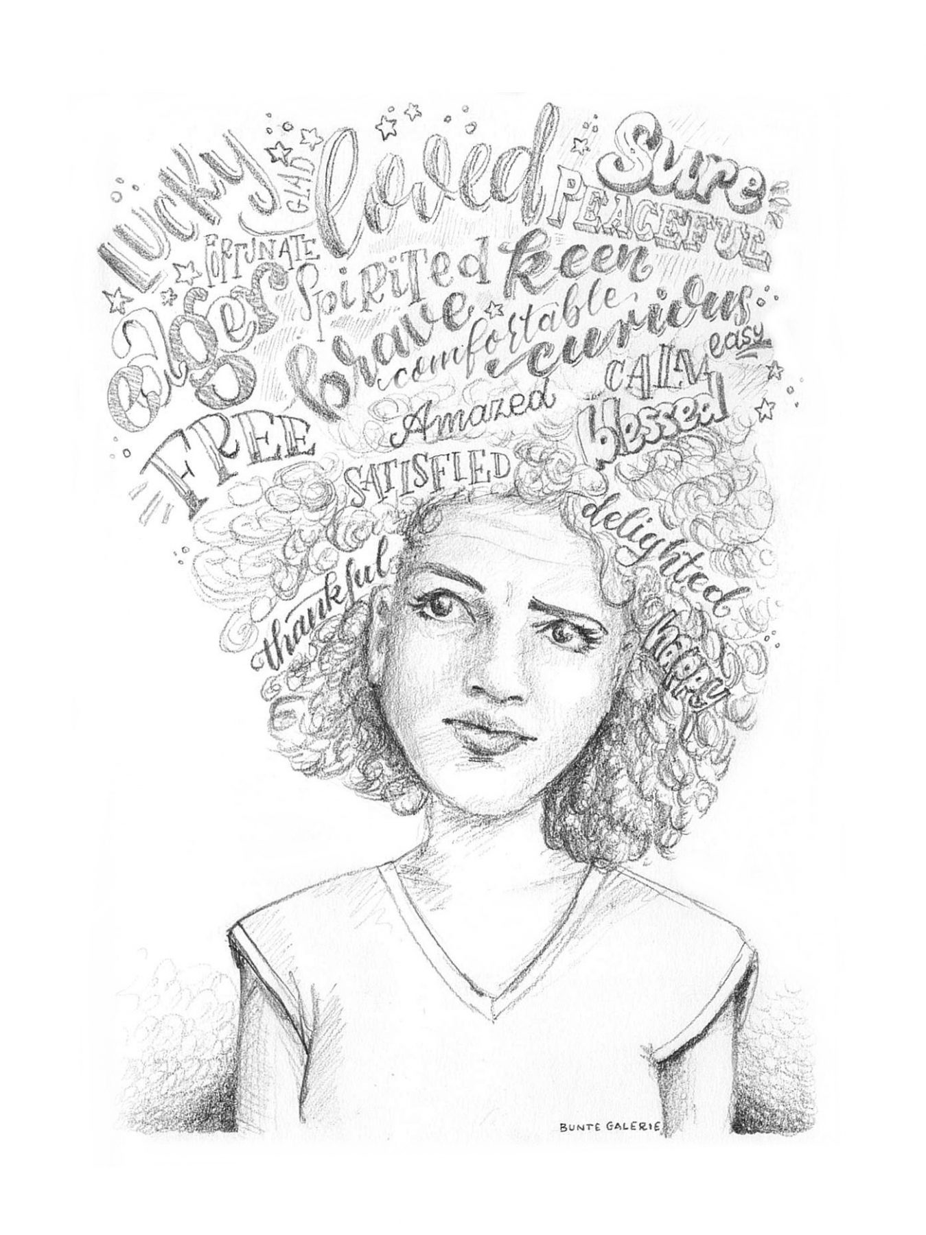 ich denke also bin ich - Handlettering Bleistiftskizze ich denke, also bin ich - Handlettering Bleistiftskizze von Ludmila Blum, Bunte Galerie