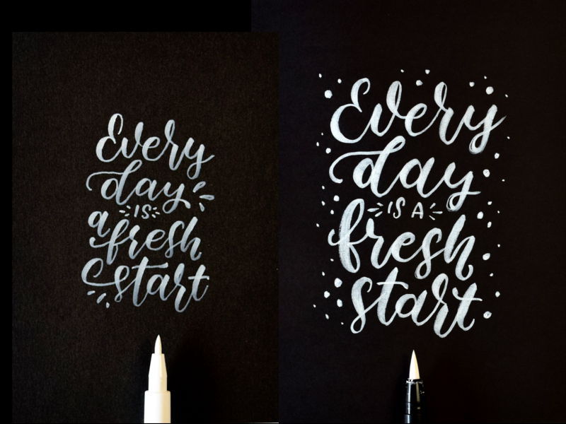 Weiße Brushpens & Vorzeichnen auf schwarzem Papier Bunte Galerie